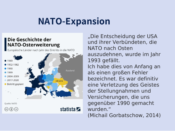 Landkarte und Zitat von Michail Gorbatschow zur NATO-Osterweiterung
